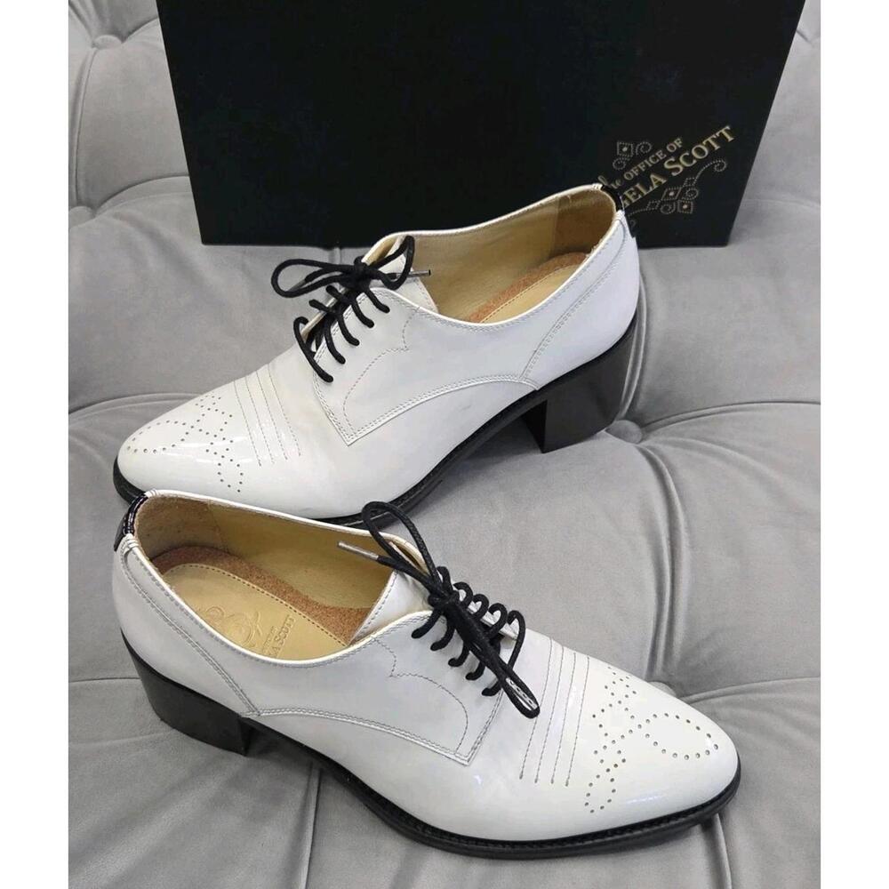 The Office Of Angela Scott Miss Addison White Loafers Heel Womens Shoes 38.5 8.5